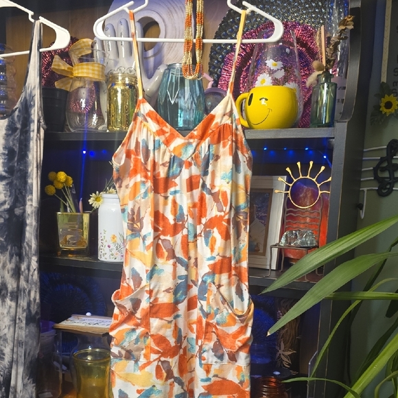 Orange Floral Romper W/ Matching Jewelry Bundle (New) - Picture 9 of 9